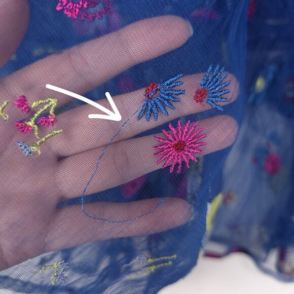 Anthropologie‎ TRACY REESE Midi Dress Size 12P Embroidered Topaz Blue Floral - Picture 9 of 16